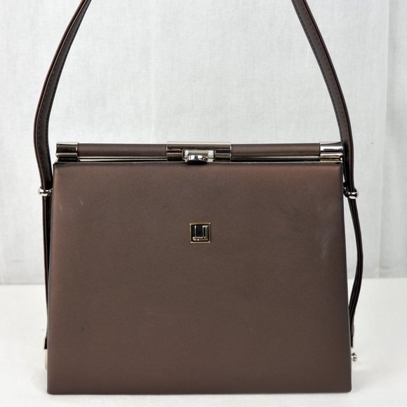 Dunhill Clutch Bag Handbag Black Leather With Handle Strap Vintage Toiletry Bags Australia